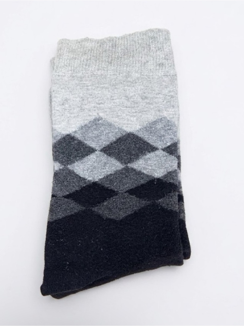 Happy Socks Unisex Grey Argyle Crew Socks OSFM Black & Grey Monochrome